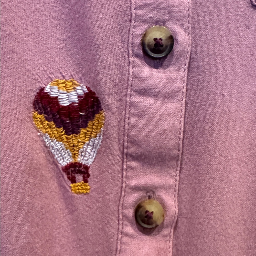 Anthropologie Mauve Hot Air Balloon Button Down Blouse - Picture 6 of 7
